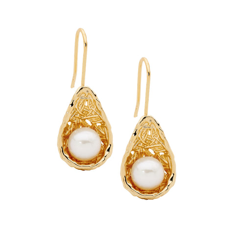 Gold plated pearl earrings