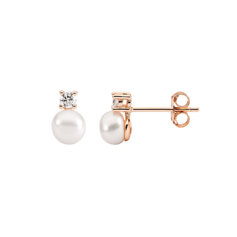 Rose gold lated pearl studs