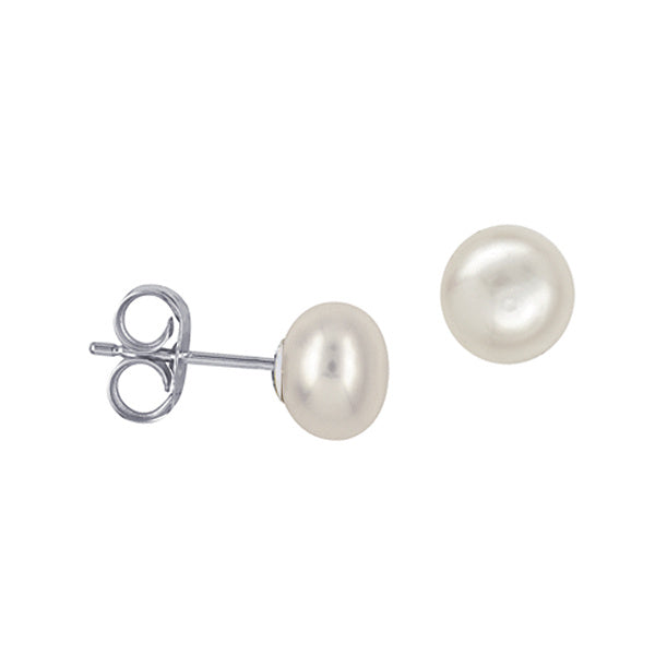 6mm freshwater button pearl stud