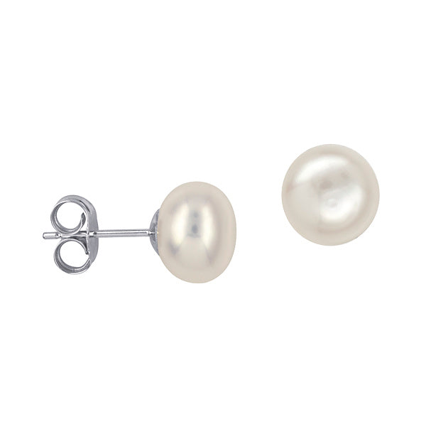 8mm freshwater button pearl stud