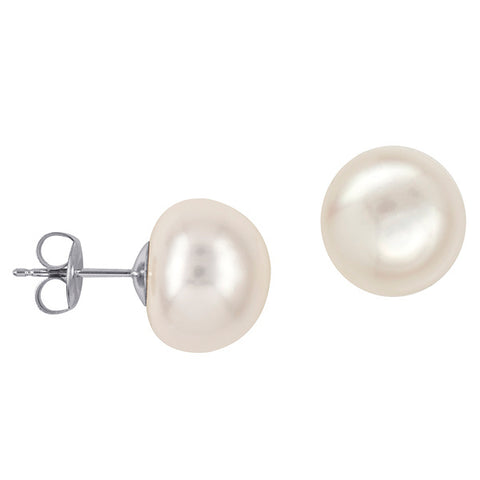 12mm freshwater button pearl stud