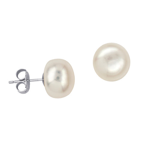10mm freshwater button pearl stud