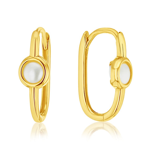 9ct gold and pearl huggies