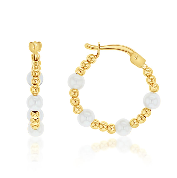 9ct pearl and gold hoops