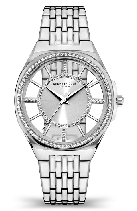 Kenneth Cole silver and crystal watch