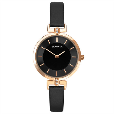 Sekonda black and rose gold watch