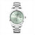 Silver tone watch light green dial