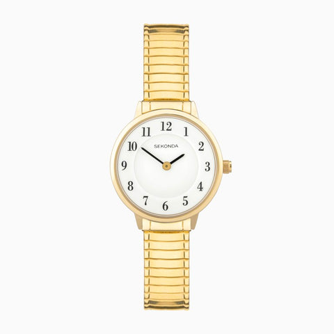 Gold Plated ladies stretchband watch