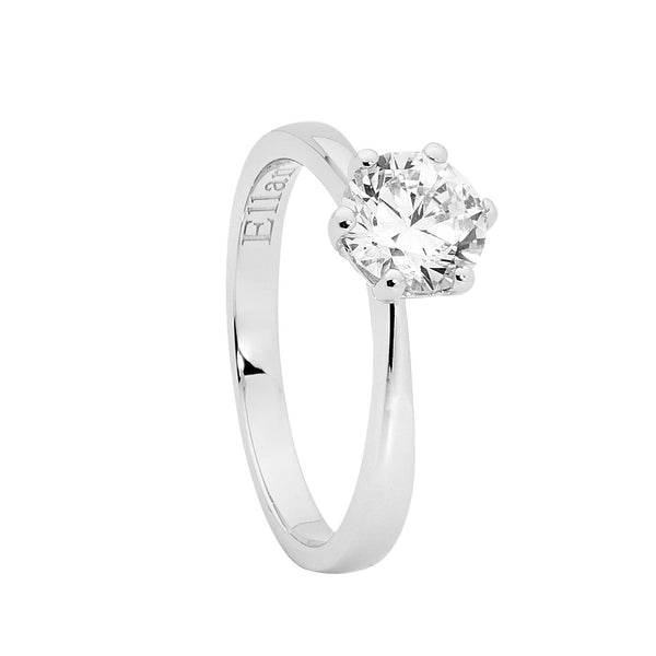 Silver cubic zirconia solitaire ring