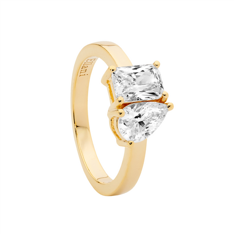 Gold plated cubic zirconia ring