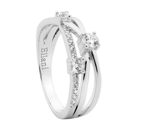 Silver cross over ring