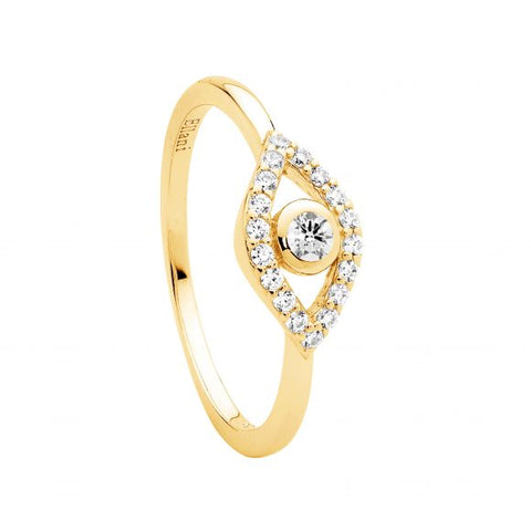 Gold plated evil eye ring