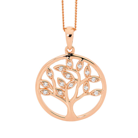 Rose gold plated tree of life pendant