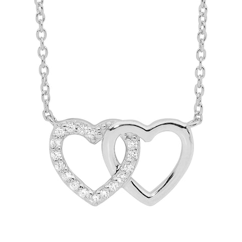 Silver double hearts necklace