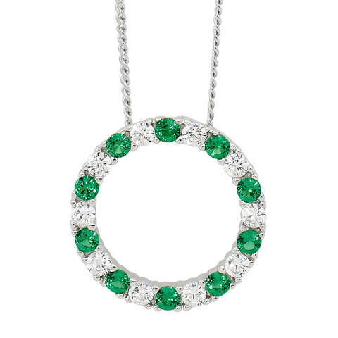 Silver Pendant with White & Green Cubic Zirconias