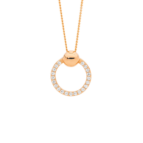 Rose gold plated circle pendant