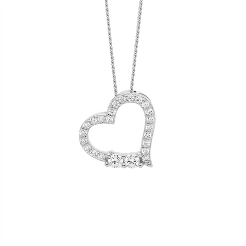 Silver open heart necklace