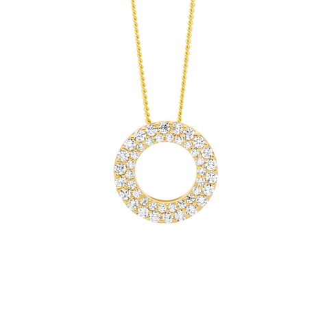 Gold plated double circle pendant