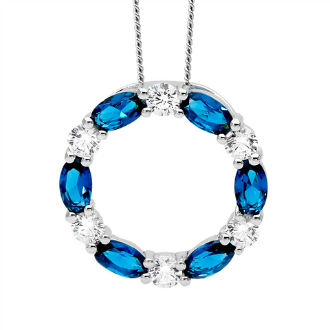 Blue and white circle pendant
