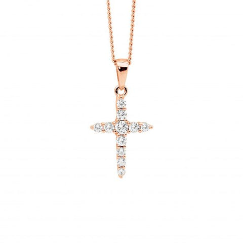 Rose gold plated cross necklace