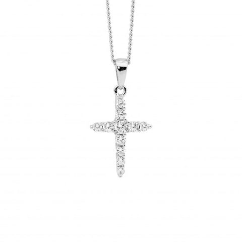 Silver cubic zirconia cross pendant