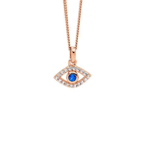 Rose gold plated evil eye pendant