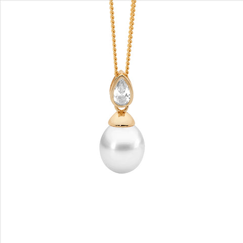 Sterling silver gold plated pearl pendant