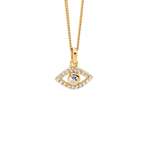 Gold plated evil eye pendant