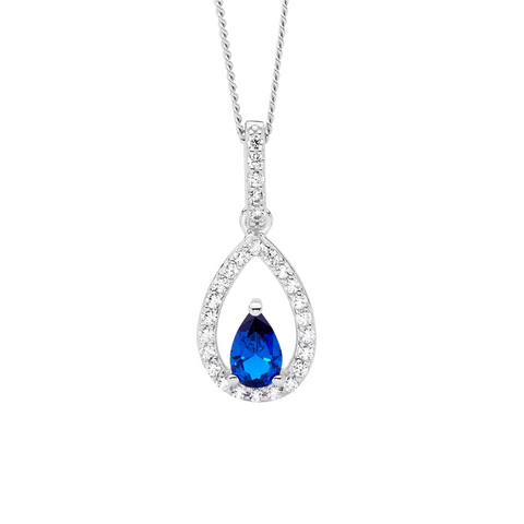 Silver open pear drop pendant