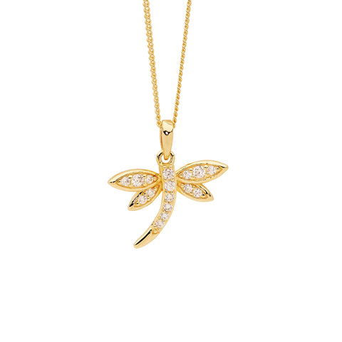Gold plated dragonfly pendant