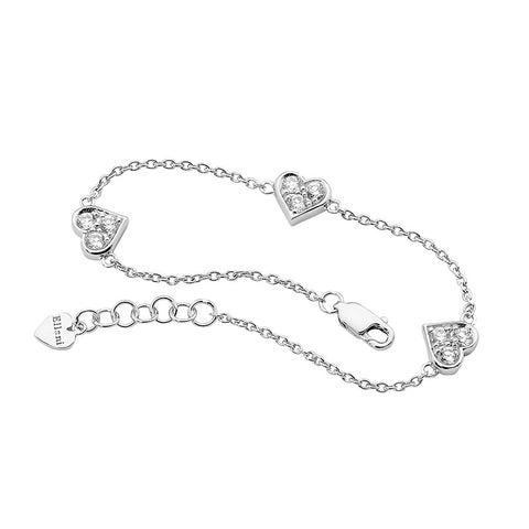 Silver three hearts bracelet