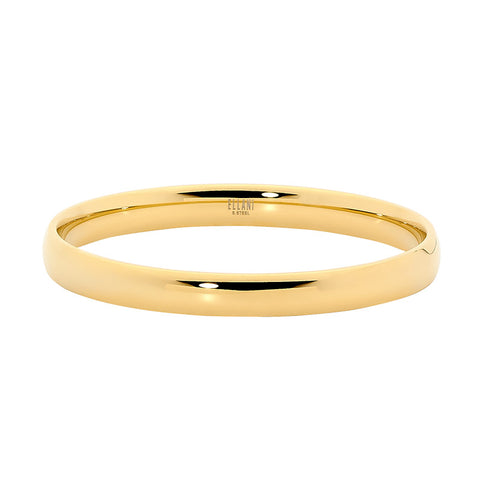 Stainless Steel 8mm Wide Bangle with Gold IP Plating