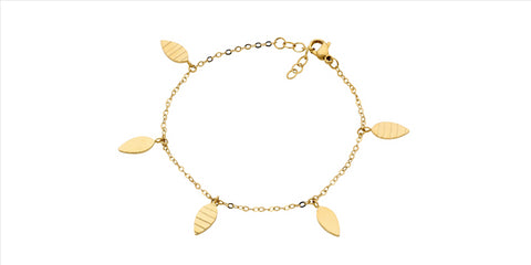Gold plated bracelet with leaf charms