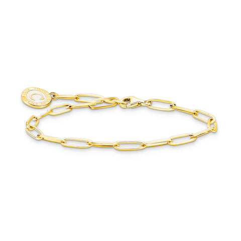 Charmista gold plated long link bracelet
