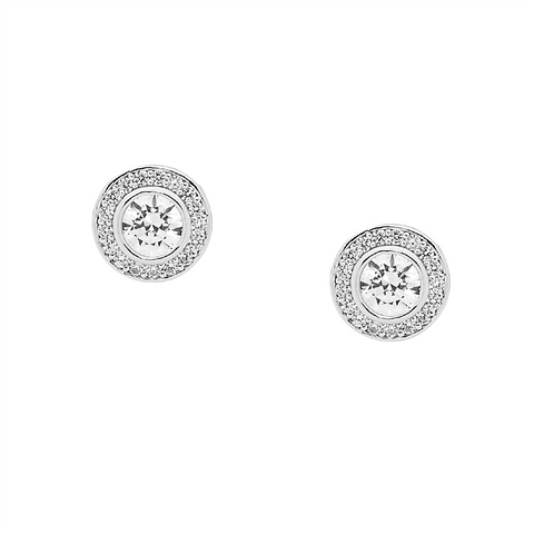 Sterling Silver Halo Stud Earrings