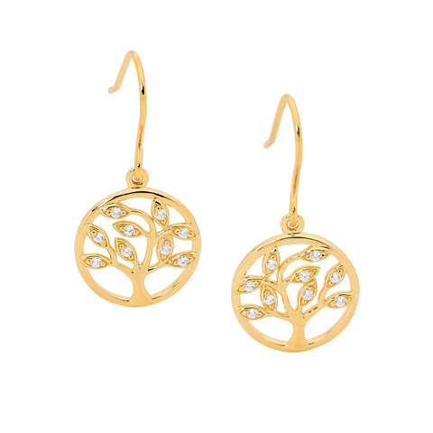 Gold plated tree of life earrings
