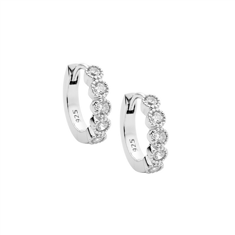 Silver cubic zirconia huggies