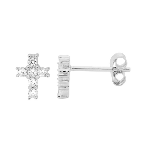 Sterling silver cross earrings