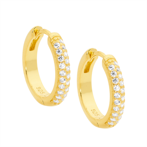 Gold plated cubic zirconia hoops
