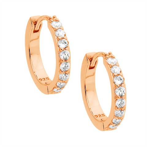 Rose gold plated 15mm huggies