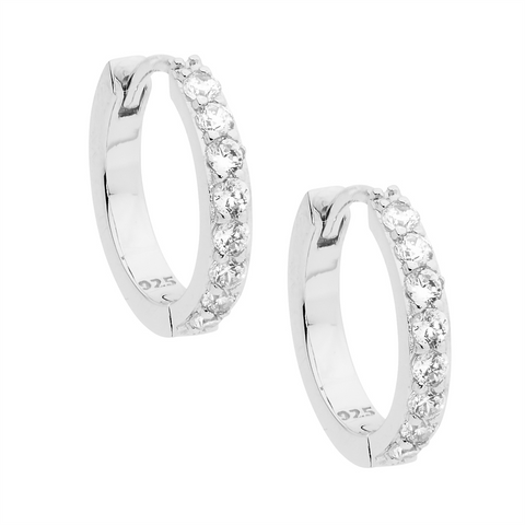 Silver cubic zirconia 15mm huggies