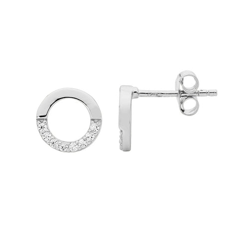 Sterling Silver 9mm Open Circle Stud Earrings