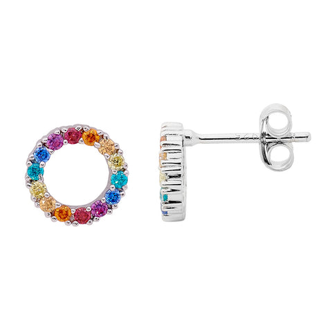 Sterling silver open circle studs