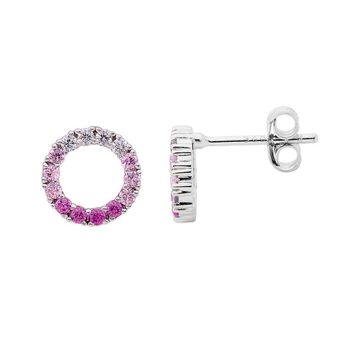 Pink cubic zirconia circle studs