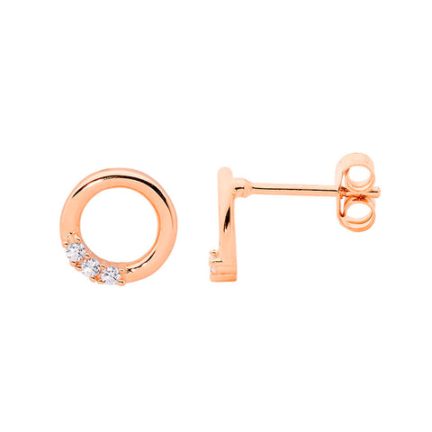 Rose gold plated circle studs