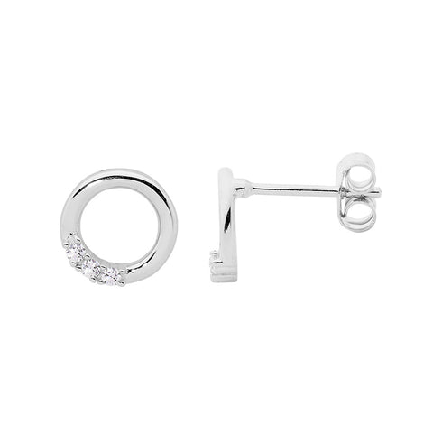 Sterling silver open circle studs