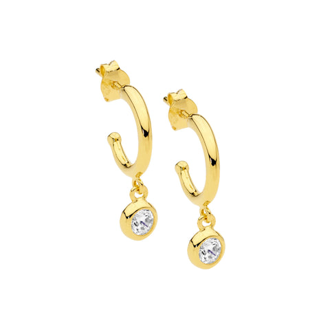 Gold plated drop hoops