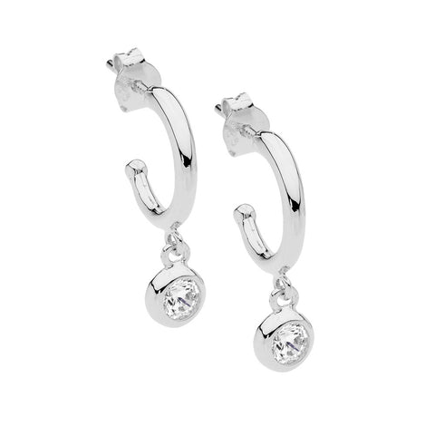 Sterling silver hoop drop earrings