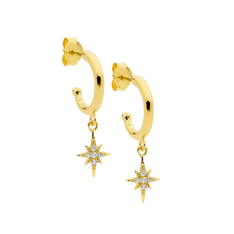 Gold plated star earrings
