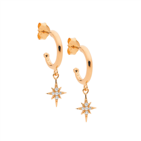 Rose gold plated star earrings